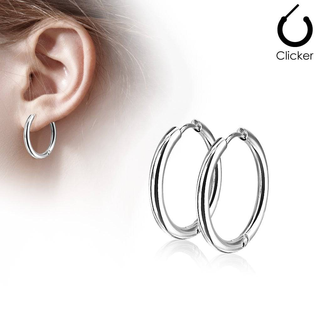 Pair of 316L Surgical Steel Blue PVD Thin Stripe Centre Hoop Earrings Pair of 316L Surgical Steel Blue PVD Thin Stripe Centre Hoop Earrings