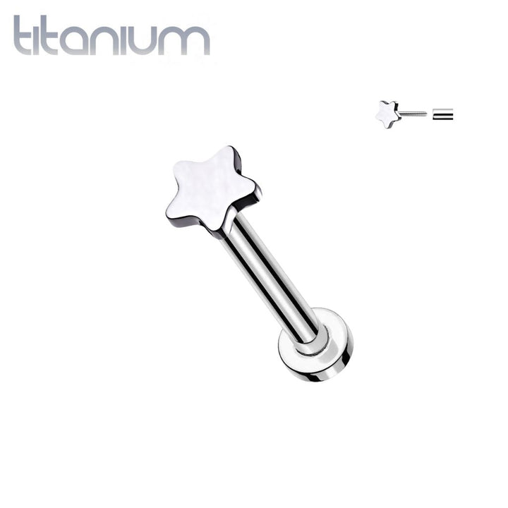 Implant Grade Titanium Threadless Push In Nose Ring Star With Flat Back - Pierced Universe