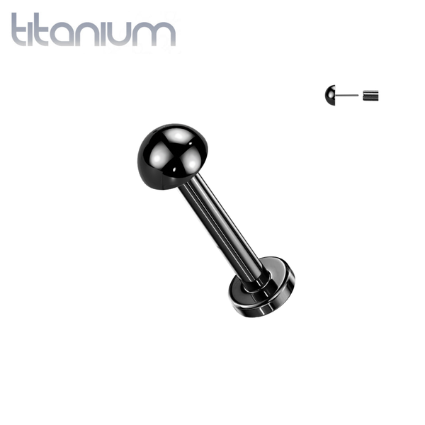 Implant Grade Titanium Black PVD Minimal Dome Ball Top Threadless Labret With Flat Back - Pierced Universe