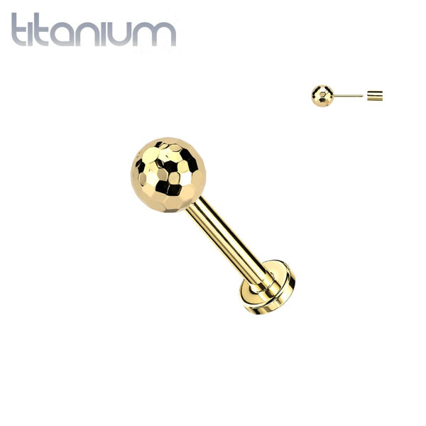 Implant Grade Titanium Threadless Push In Glitter Ball Top Labret With Flat Back Implant Grade Titanium Threadless Push In Glitter Ball Top Labret With Flat Back