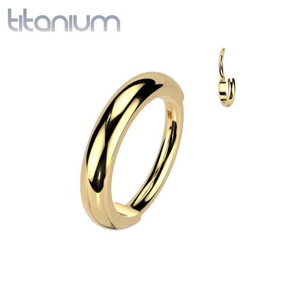 Implant Grade Titanium Gold PVD Thick Hinged Helix Cartilage Clicker Hoop