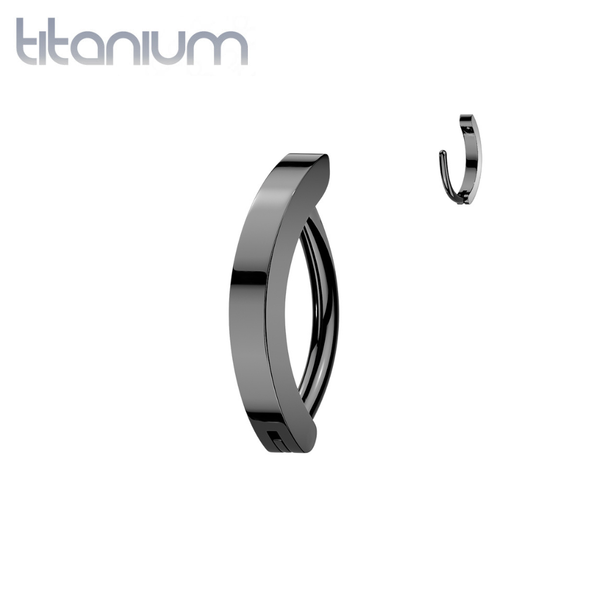 Implant Grade Titanium Black PVD Minimal Hinged Clicker Curved Barbell - Pierced Universe