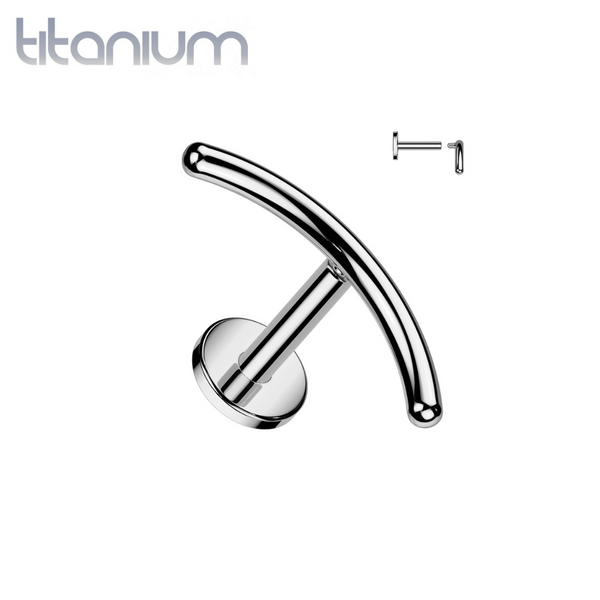 Implant Grade Titanium Gold PVD Minimal Curved Bar Internally Threaded Flat Back Labret Implant Grade Titanium Gold PVD Minimal Curved Bar Internally Threaded Flat Back Labret