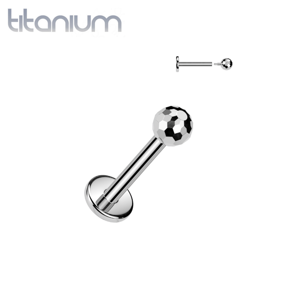 Implant Grade Titanium Faceted Glitter Ball Internally Threaded Flat Back Labret - Pierced Universe