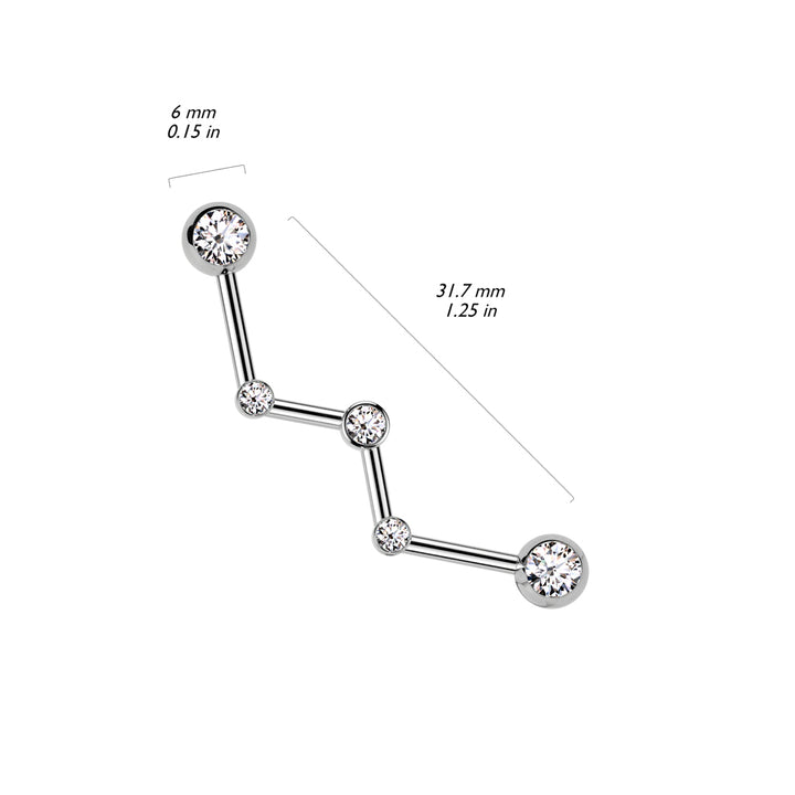 316L Surgical Steel White CZ Constellation Industrial Barbell - Pierced Universe
