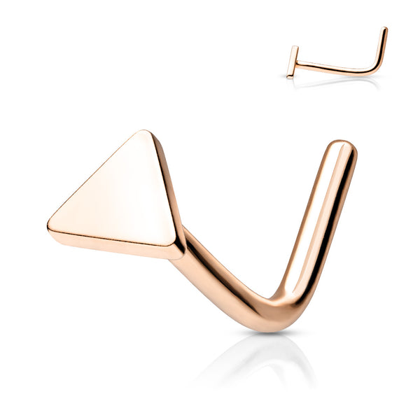 316L Surgical Steel Rose Gold PVD Triangle L-Shape Nose Stud 316L Surgical Steel Rose Gold PVD Triangle L-Shape Nose Stud