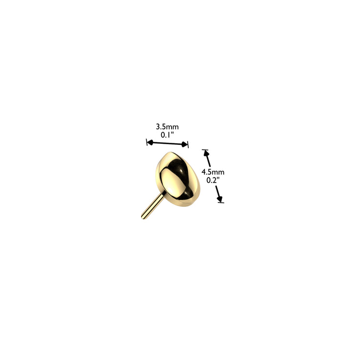 Implant Grade Titanium Gold PVD Minimal Teardrop Push In Threadless Labret With Flat Back - Pierced Universe