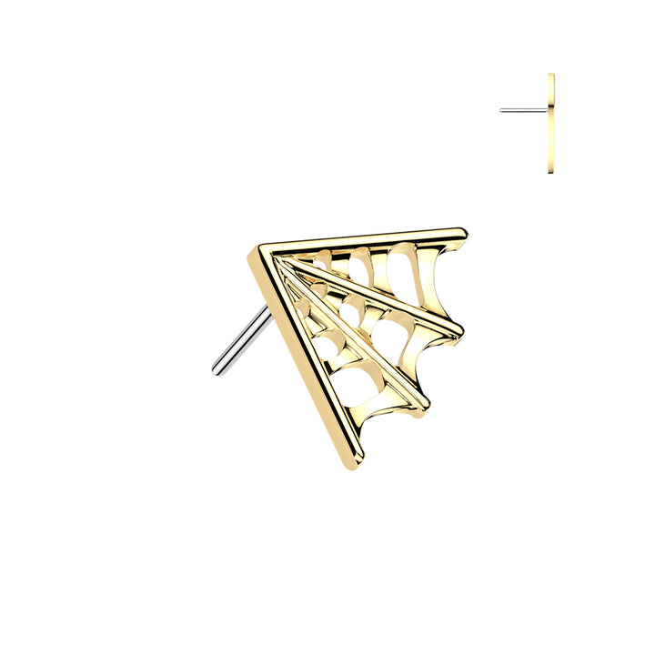 Implant Grade Titanium Gold PVD Large Spider Web Push In Threadless Labret With Flat Back - Pierced Universe