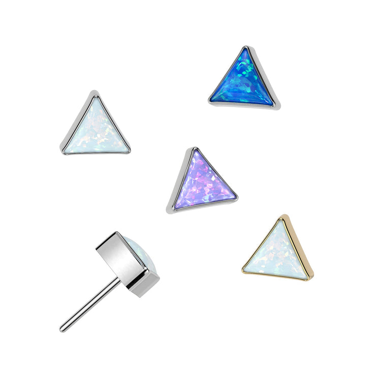 Implant Grade Titanium Purple Opal Triangle Threadless Push In Labret - Pierced Universe