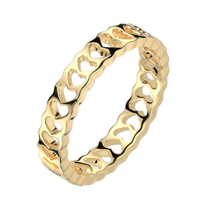 Dainty Heart Cut Out Stackable Gold PVD Stainless Steel Ring - Pierced Universe