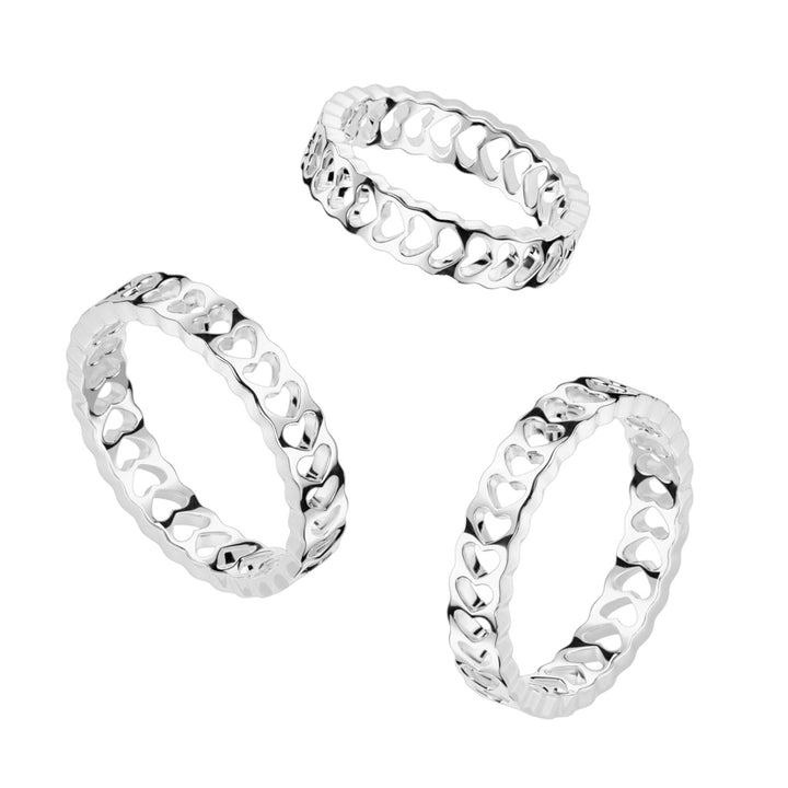 Dainty Heart Cut Out Stackable Stainless Steel Ring - Pierced Universe