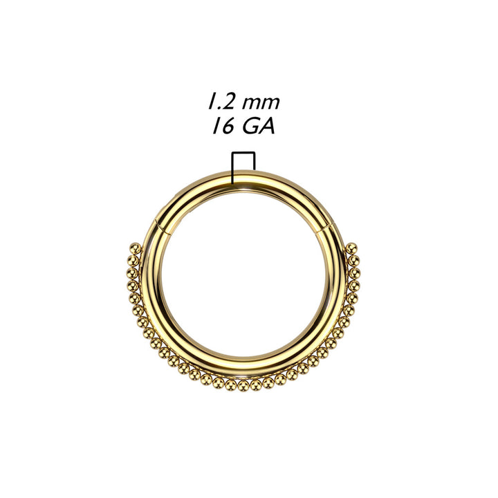 316L Surgical Steel Gold PVD Dainty Beaded Hinged Clicker Hoop - Pierced Universe