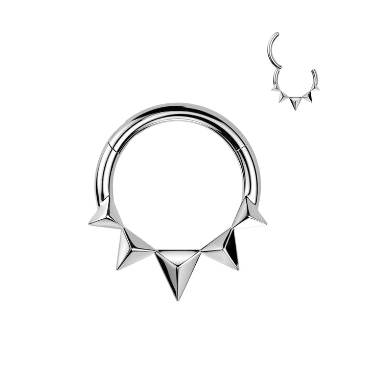 316L Surgical Steel Dainty Small Spiked Hinged Clicker Hoop - Pierced Universe