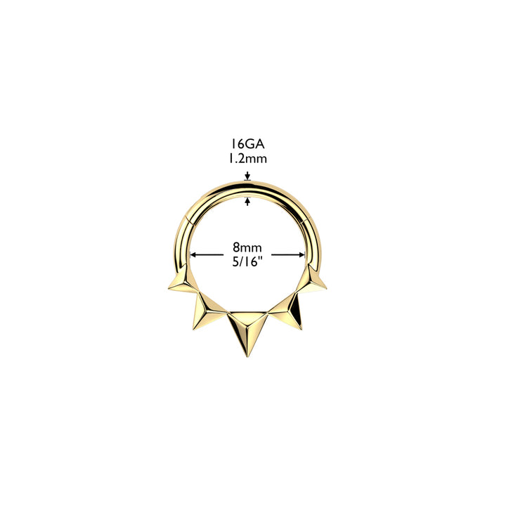 316L Surgical Steel Black PVD Dainty Small Spiked Hinged Clicker Hoop - Pierced Universe