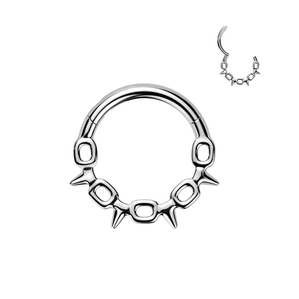 316L Surgical Steel Chain Link Spike Hinged Clicker Hoop - Pierced Universe