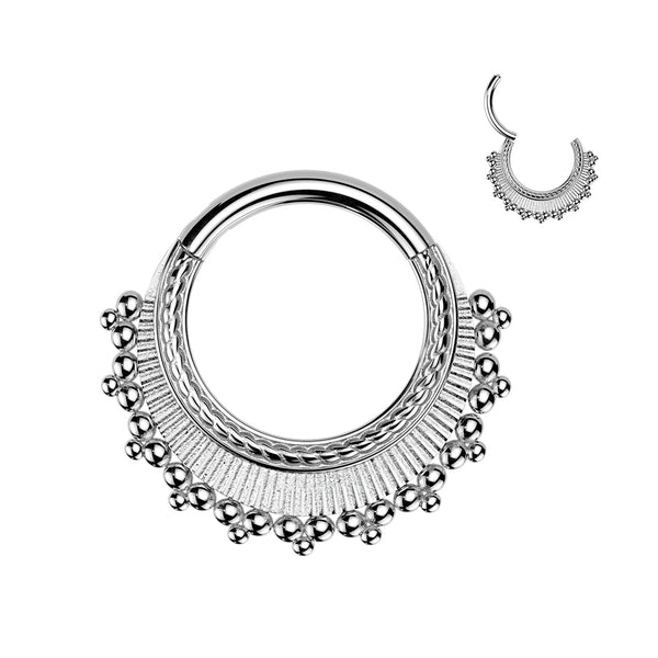 316L Surgical Steel Decorative Beaded Hinged Clicker Hoop - Pierced Universe