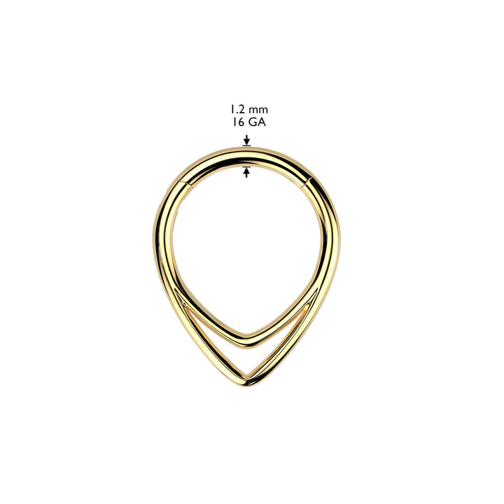 Implant Grade Titanium Gold PVD Double V Shaped Septum Ring Clicker Hoop - Pierced Universe