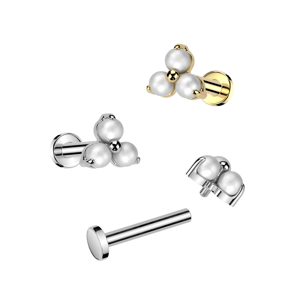 Trillium Inlay Implant Grade Titanium White Pearl Trillium Internally Threaded Flat B ...