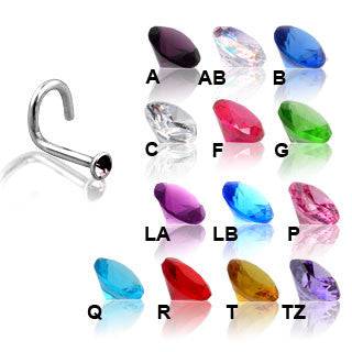 20ga 316L Surgical Steel Press Fit CZ Gem Nose Screw Stud - Pierced Universe