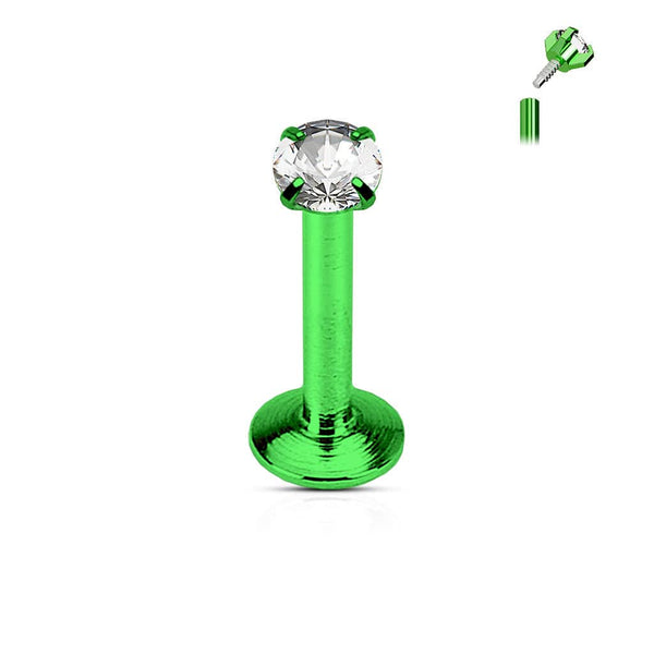 316L Green Titanium IP Surgical Steel Flat Back Internally Threaded Labret 316L Green Titanium IP Surgical Steel Flat Back Internally Threaded Labret