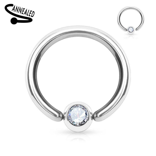 316L Surgical Steel Annealed Easy Bend CBR Multi Use CZ  Ring - Pierced Universe