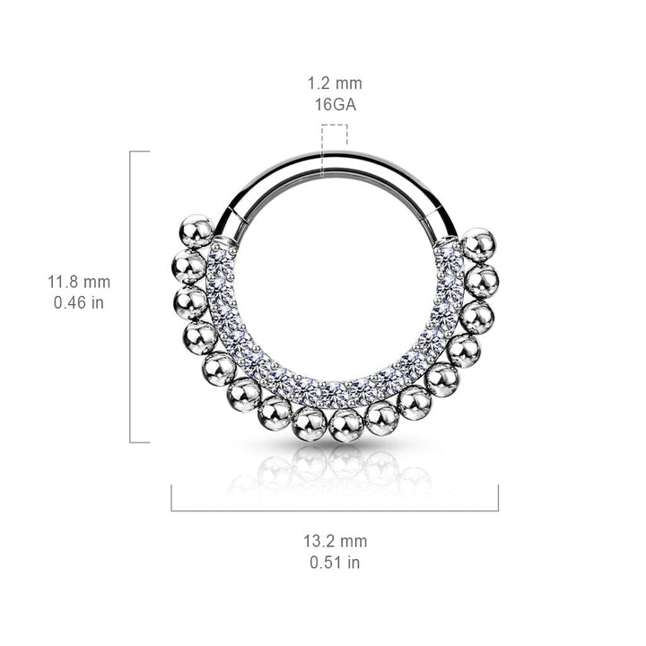 316L Surgical Steel Beaded Tribal Hinged Septum Ring Hoop Clicker - Pierced Universe