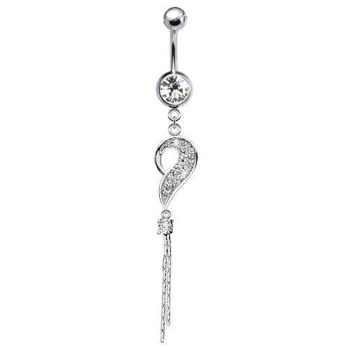 316L Surgical Steel Diamond Swirl Dangle Belly Ring - Pierced Universe