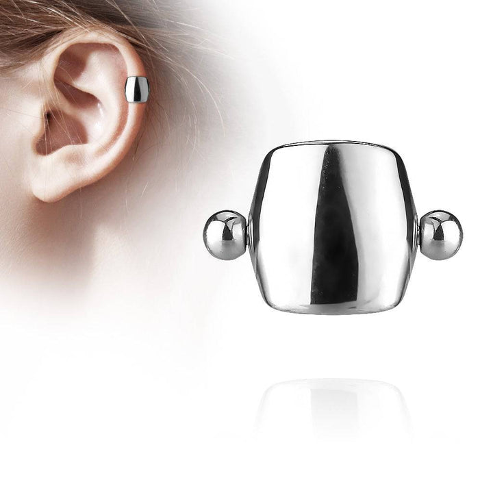 316L Surgical Steel Ear Cuff Shield Helix Straight Barbell Ring - Pierced Universe