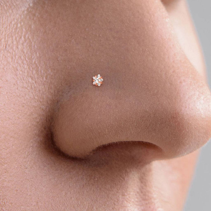 316L Surgical Steel Pink CZ Star Corkscrew Nose Ring Stud - Pierced Universe