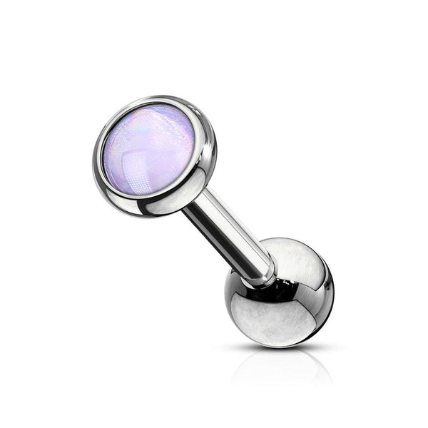 316L Surgical Steel Purple Stone Ball Back Cartilage Ring Barbell - Pierced Universe