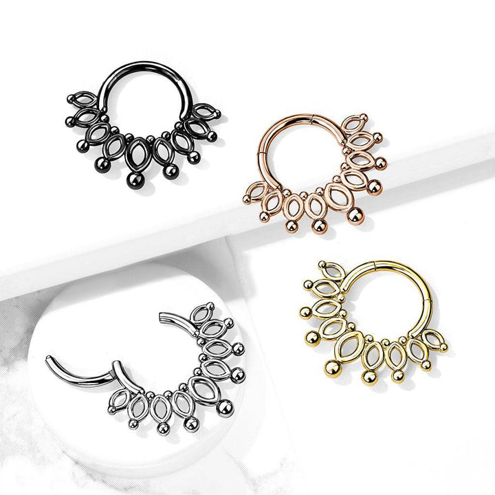 316L Surgical Steel Tribal Hinged Septum Ring Hoop Clicker - Pierced Universe