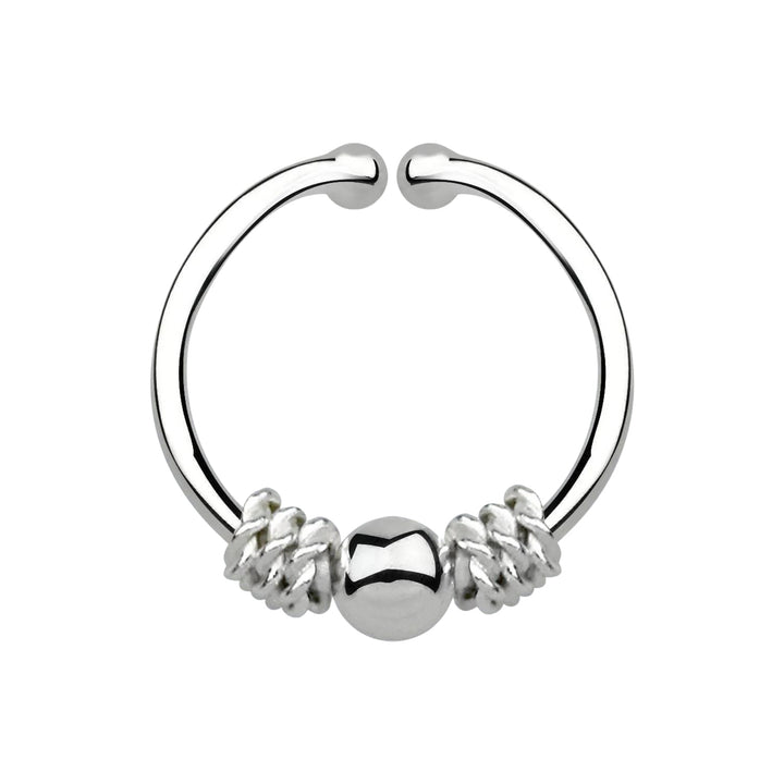 Fake Faux Clip On Tribal 925 Sterling Silver Nose Hoop Ring - Pierced Universe