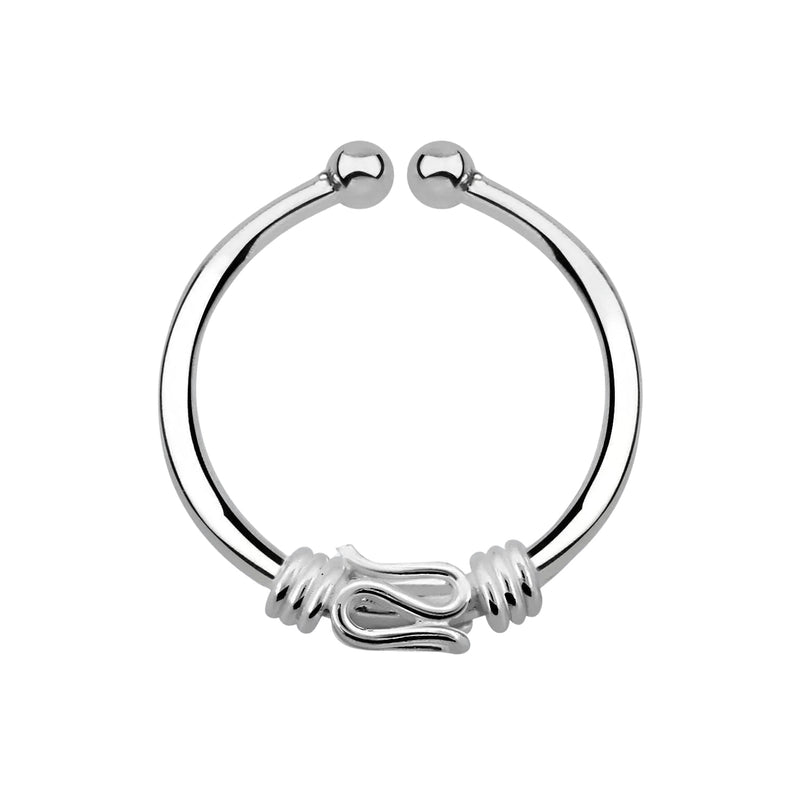 Fake Faux Clip On Tribal 925 Sterling Silver Nose Hoop Ring - Pierced Universe