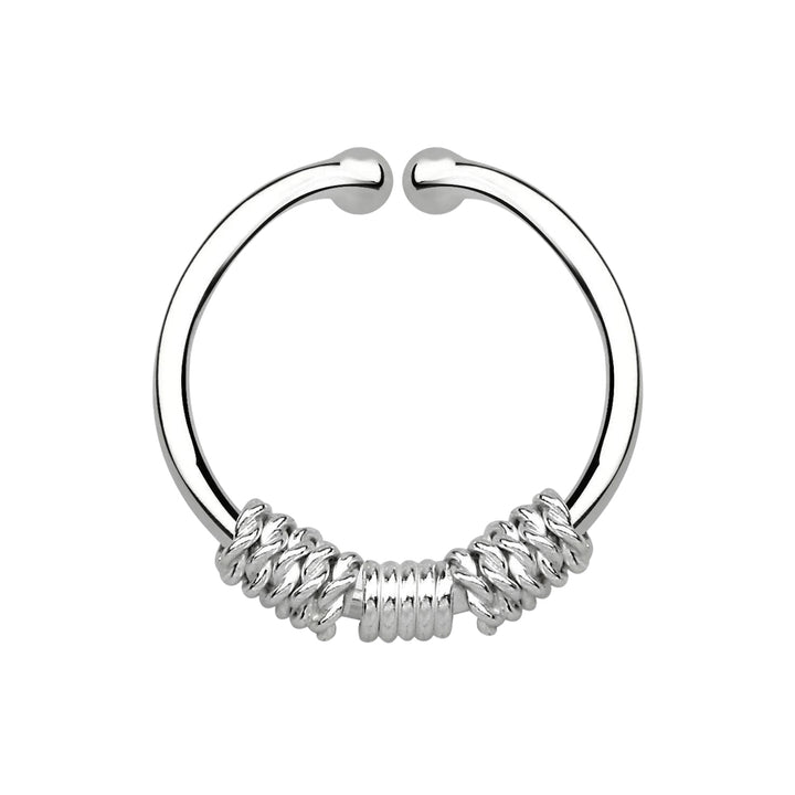 Fake Faux Clip On Tribal 925 Sterling Silver Nose Hoop Ring - Pierced Universe