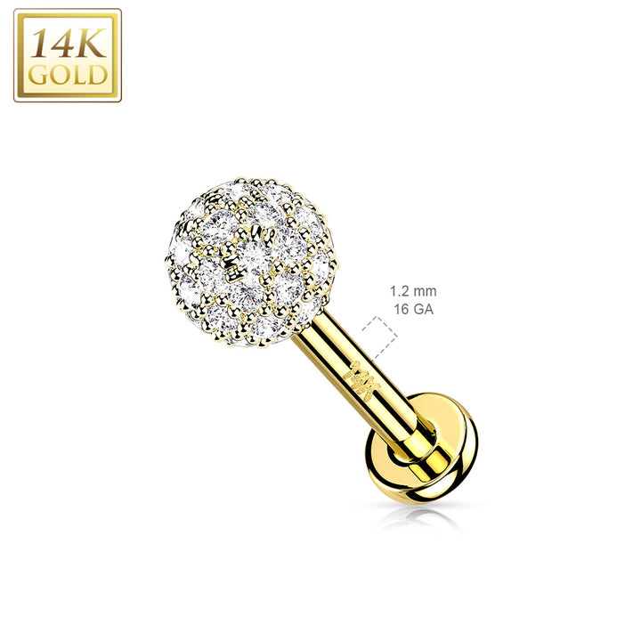 14kt Yellow Gold Multi CZ Cluster Flat Back Labret - Pierced Universe