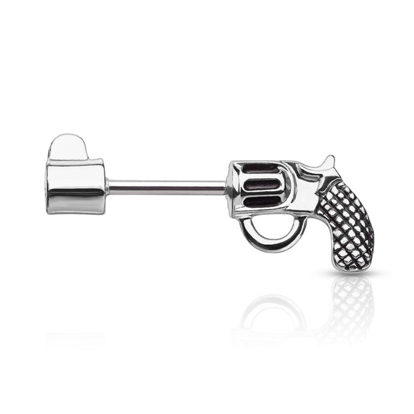 316L Surgical Steel Large Revolver Straight Barbell Nipple Ring - Pierced Universe
