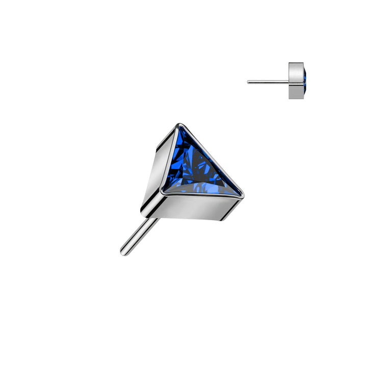 Implant Grade Titanium Royal Blue CZ Triangle Threadless Push In Labret - Pierced Universe