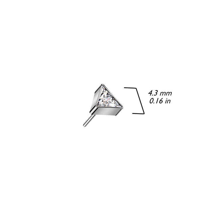 Pair of Implant Grade Titanium White CZ Triangle Threadless Push In Earrings With Flat Back - Pierced Universe