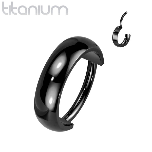 High Polished Implant Grade Titanium Black PVD Clicker Hinged Hoop - Pierced Universe