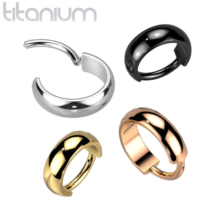 High Polished Implant Grade Titanium Rose Gold PVD Clicker Hinged Hoop - Pierced Universe