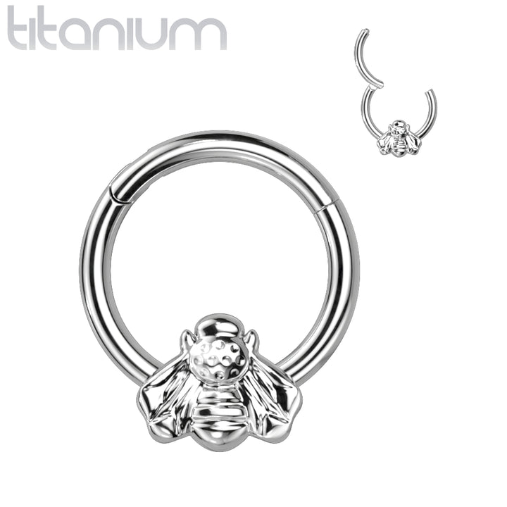 Implant Grade Titanium Bee Daith Septum Hinged Clicker Hoop - Pierced Universe