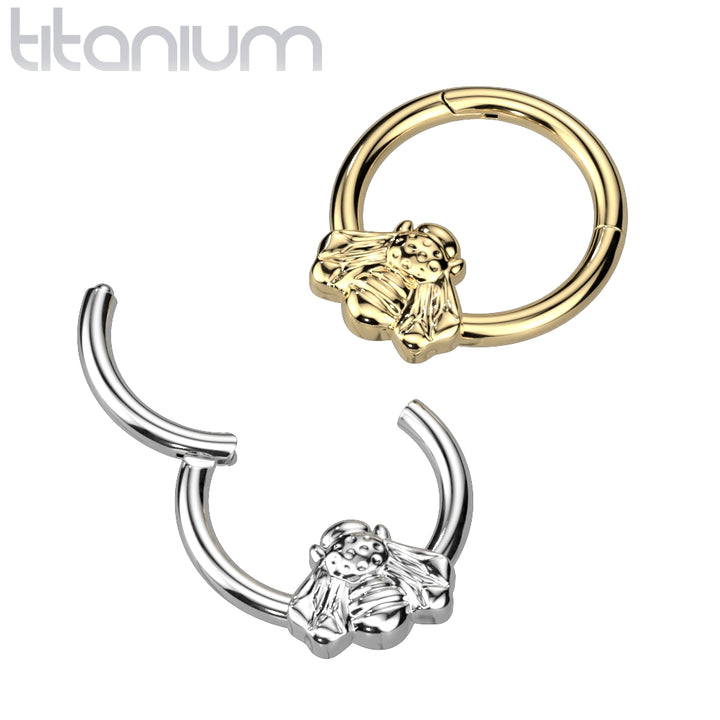 Implant Grade Titanium Bee Daith Septum Hinged Clicker Hoop - Pierced Universe