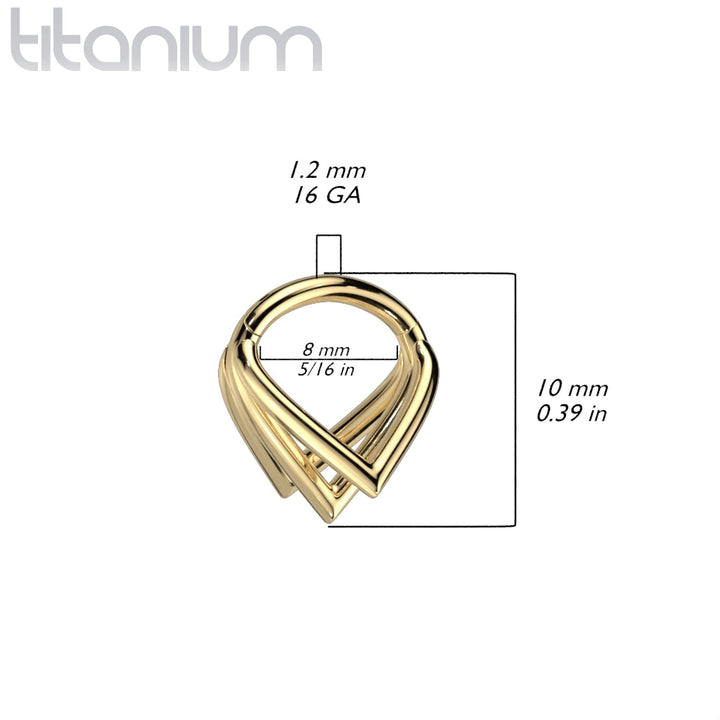 Implant Grade Titanium Gold PVD Multi Triangle Cuff Hinged Clicker Hoop - Pierced Universe