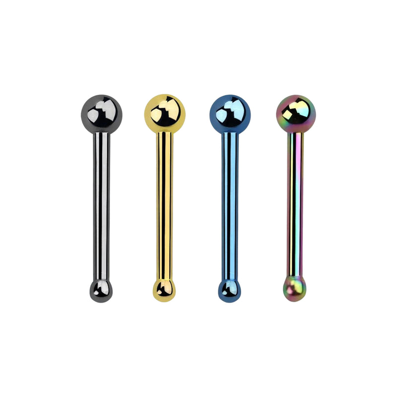 Surgical Steel Ball Top Top Ball End Nose Ring Bone - Pierced Universe