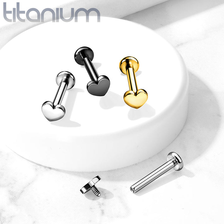 Internally Threaded Small Heart Gold PVD Implant Grade Titanium Labret - Pierced Universe