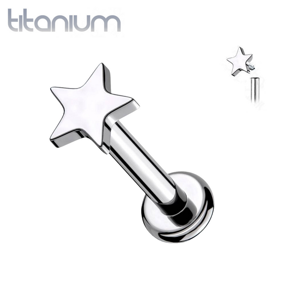 Internally Threaded Small Star Implant Grade Titanium Labret - Pierced Universe