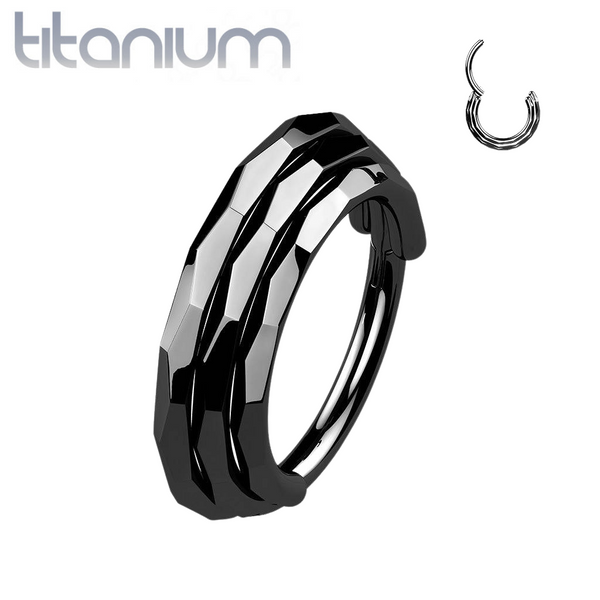 Implant Grade Titanium Black PVD Triple Layer Hinged Clicker Hoop - Pierced Universe