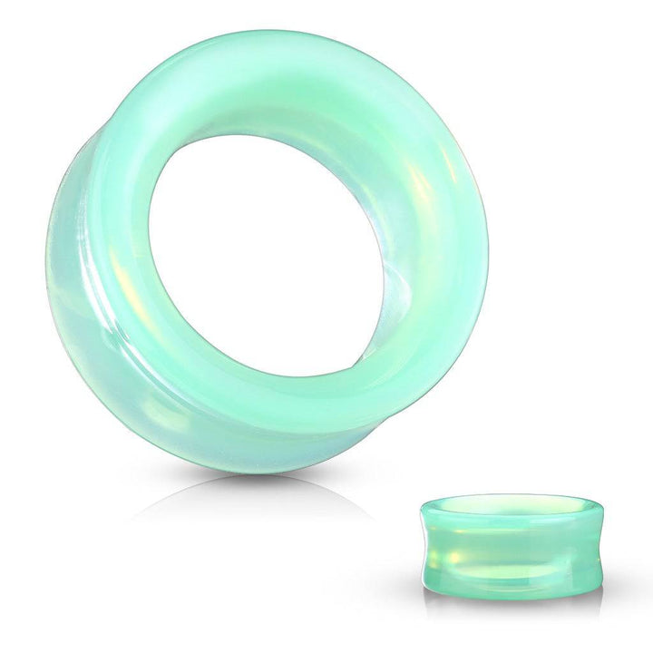 Double Flared Green Opalite Glass Ear Gauges Tunnels - Pierced Universe