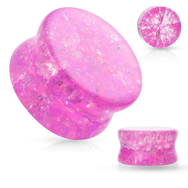 Double Flared Clear Shattered Glass Look Acrylic Plugs Double Flared Clear Shattered Glass Look Acrylic Plugs