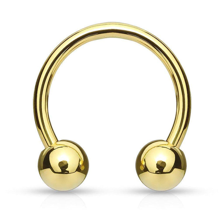 Gold Plated Surgical Steel Circular Horseshoe Tragus Cartilage Barbell with Ball Ends - Pierced Universe